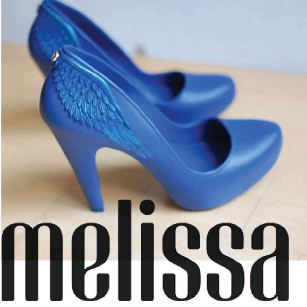 Melissa Blue Wing-Detail High Heels